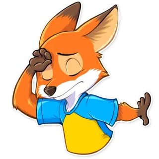 😔 fe0d6c4e fuchs, cartoon, tier, orange, erschöpft, facepalm, müde, enttäuschung whatsapp sticker