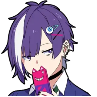 😉 7897e53a Anime, Manga, Personage, Sticker, Schattig, Paars haar telegram sticker