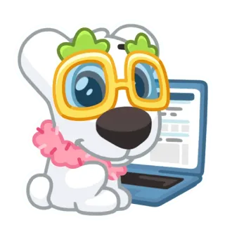 💻 32459de4 漫画, 犬, コンピューター, ラップトップ, 眼鏡 telegram sticker