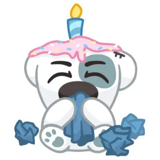 🤧 4dccdf43 犬, カップケーキ, 誕生日, ろうそく, 悲しい, 泣く, ティッシュ, 感情 telegram sticker