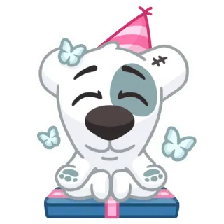 🚽 74ba1a78 犬, 子犬, パーティー, 誕生日, ギフト, 蝶, お祝い telegram sticker