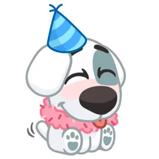 ☺️ b94c815c 犬, 子犬, パーティー帽子, 誕生日, かわいい, 動物, お祝い, 漫画 telegram sticker