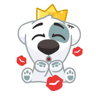 😍 d77394ea 犬, キス, 愛, 王冠, 可愛い, 動物, ステッカー telegram sticker