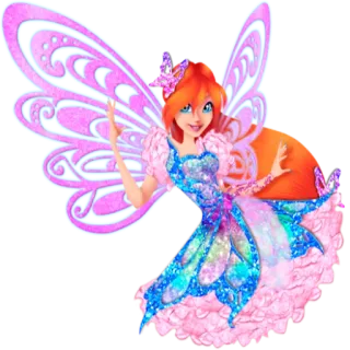 🧚‍♀ 9e7de112 Bloom Winx Club wróżka, skrzydła, magia, kreskówka, brokat, sukienka telegram sticker