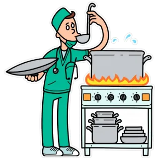 🥄 7588ac7a médico, chef, cocina, cocina, médico, salud whatsapp sticker