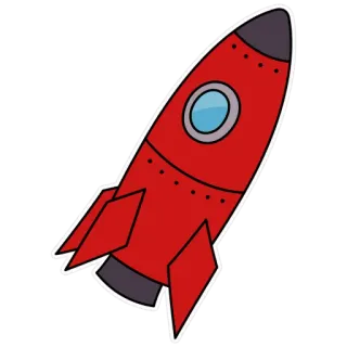 🚀 c602ba05 cohete, nave espacial, dibujos animados, espacio, rojo, exploración whatsapp sticker