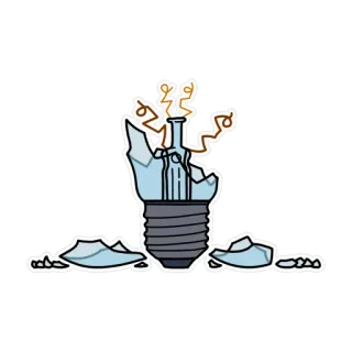 ⚡️ fcb215f8 roto, bombilla, vidrio, dañado, fallo, electricidad, luz, lámpara whatsapp sticker