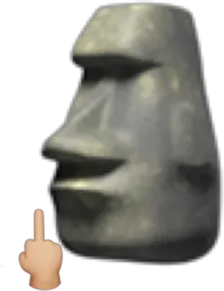 🖕 0b258fb7 moai, easter island, middle finger, emoji, stone, statue telegram sticker