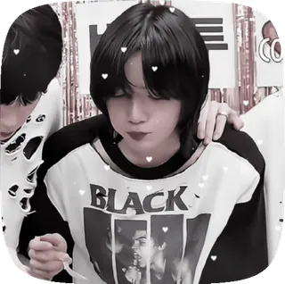 🤔 a60e891c BLACK 黑色, 时尚, 美学, 偶像, 可爱 telegram sticker