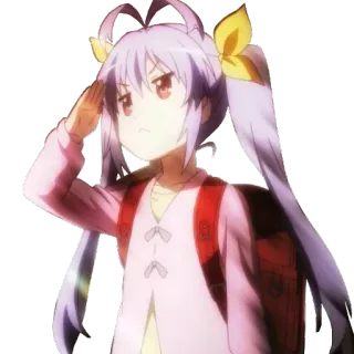 🎒 71dd5e53 Anime, Gadis, Lucu, Hormat, Rambut ungu whatsapp sticker