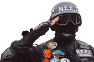 👺 cdae3def N.E.E.T. militer, seragam, helm, hormat, taktis whatsapp sticker