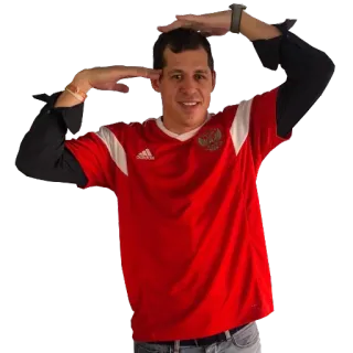 ⚽️ f1bd1a81 pria, kaos merah, Adidas, Rusia, senyum whatsapp sticker