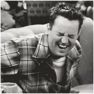😂 4b2041e9 Chandler Bing Friends Chandler Bing, Przyjaciele, śmiech, komedia, sitcom, serial telegram sticker