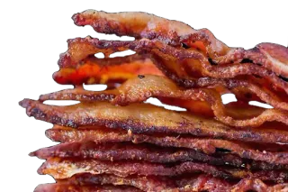 🐷 18b29425 daging asap, makanan, daging, babi, sarapan, daging asap goreng, tumpukan daging asap telegram sticker