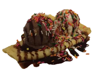 🍦 58f2ac2e hidangan penutup, es krim, crepe, cokelat, taburan, makanan telegram sticker