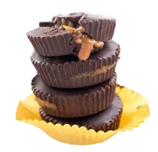 🍮 7c9ca442 cokelat, cups selai kacang, permen, makanan penutup, gula-gula, tumpukan, makanan telegram sticker