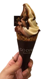 🍦 b4c94549 GODIVA, Belgium 1926 es krim, makanan penutup, makanan, Godiva, cone, cokelat telegram sticker