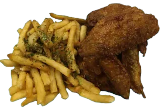 🍗 f189ec15 makanan, sayap ayam, kentang goreng, junk food, makan, camilan telegram sticker