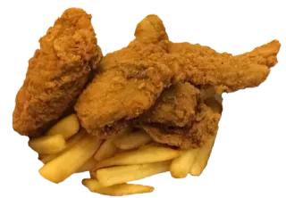 🍗 f1b4c7e4 makanan, ayam goreng, kentang goreng, potongan ayam, makanan cepat saji, comfort food telegram sticker