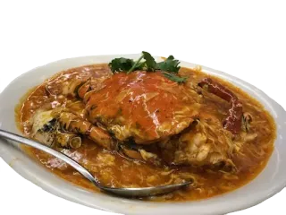 🍤 fb13db60 makanan, makanan laut, kepiting, kepiting cabai, hidangan, masakan asia, restoran telegram sticker