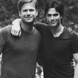 💚 96046d81 men, friends, portrait, black and white, actors whatsapp sticker