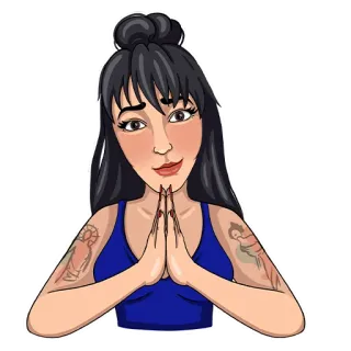 🙏 4e7882ee 女人, 卡通, 插图, 女孩, 绘画, 贴纸 telegram sticker