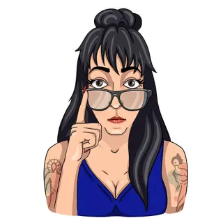 👓 703ad835 女人, 眼镜, 女孩, 肖像, 卡通, 人物 telegram sticker