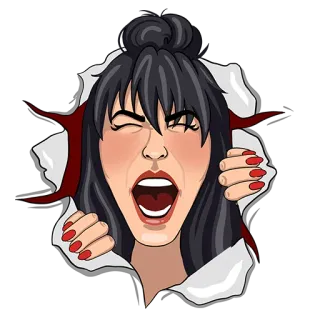 😤 767f7e34 女人, 尖叫, 情绪化, 脸, 卡通, 表情, 愤怒 telegram sticker