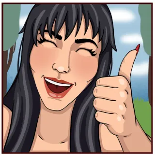 👍 89a569c0 女性, 点赞, 积极, 批准, 卡通, 插画 telegram sticker