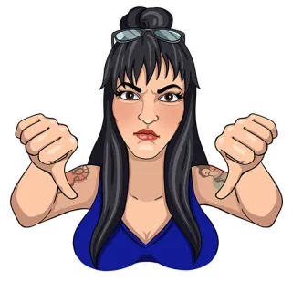 👎 b22f6928 女人, 拇指向下, 不喜欢, 负面, 卡通, 手势 telegram sticker