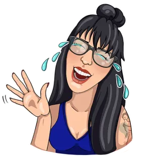 😅 cbccf387 女人, 女孩, 笑, 眼泪, 卡通, 贴纸 telegram sticker