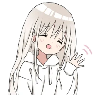 🦄 f576cf76 Gadis anime, Rambut putih, Imut, Melambai, Kartun whatsapp sticker