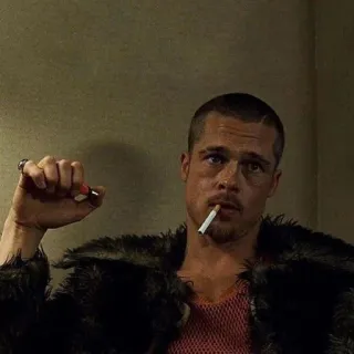 🧼 38d71248 Tyler Durden Fight Club сигарета, курение, Брэд Питт, фильм, Бойцовский клуб whatsapp sticker