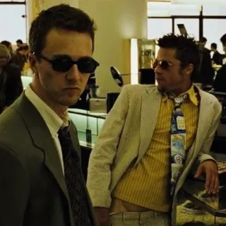 🧼 94228c15 Fight Club бойцовский клуб, фильм, брэд питт, эдвард нортон, мужчины, солнцезащитные очки whatsapp sticker