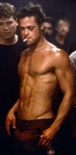 🧼 a0e3f774 Tyler Durden Fight Club брэд питт, без рубашки, сигарета, драка, кровь whatsapp sticker