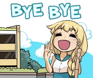 🎈 6e6021b5 BYE BYE 잘 가, 바이, 손 흔들기, 여자, 만화, 애니메이션 telegram sticker