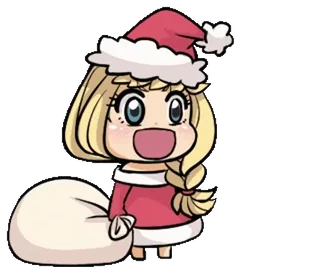 🎈 6f78b829 크리스마스, 만화, 애니메이션, 소녀, 산타, 축하, 휴일, 가방 telegram sticker