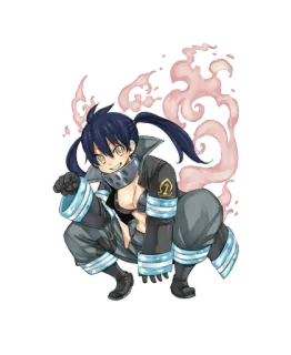 🐈 2d7a0e4c Maki Oze Fire Force Maki Oze, Fire Force, Anime, Pompiere, Arti marziali, Fumo, Illustrazione whatsapp sticker