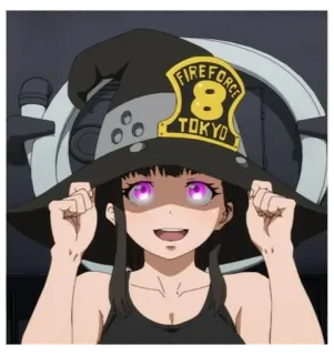 😄 6be66d6a Fire Force FIREFORCE 8 TOKYO Anime, Pompiere, Cappello, Fire Force, Maki Oze, Fuoco, Animazione, Giappone whatsapp sticker