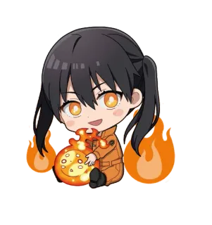 💕 7c7b1053 Maki Oze Fire Force Anime, Manga, Fuoco, Pompiere, Carino, Chibi whatsapp sticker