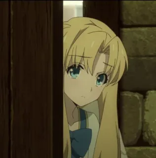 🐬 2c03c994 Anime, Ragazza, Bionda, Carina, Timida, Nascosta, Cartone animato, Personaggio telegram sticker