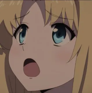 🐬 57ab49aa anime, ragazza, sorpresa, capelli biondi, occhi azzurri, cartone animato telegram sticker