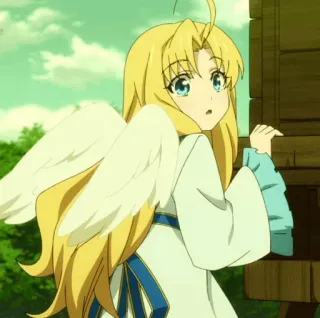 🌈 7050efdd Anime, Personaggio, Ali, Capelli biondi, Angelo, Cartone animato telegram sticker