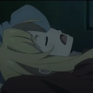 🐬 969f0d74 Anime, Dormire, Sbadiglio, Stanco/a, Capelli Biondi, Notte telegram sticker