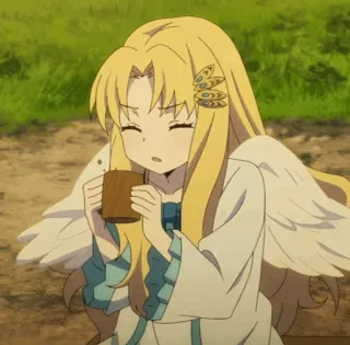 🌈 a9796349 Ragazza anime, Ali, Carino, Fantasy, Angelo, Bevendo telegram sticker