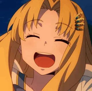 🥚 af2c3681 anime, sorridente, cartone animato, donna, felice, capelli biondi telegram sticker