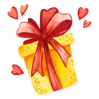 🎁 44f8b3fa 礼物, 礼品, 蝴蝶结, 爱心, 庆祝, 生日, 爱, 黄色, 红色 telegram sticker