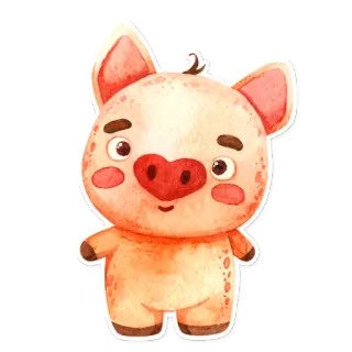 ❤️ 4a43ee17 猪, 动物, 卡通, 可爱, 水彩, 粉色, 贴纸, 插图 telegram sticker