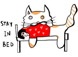 😴 53965851 STAY IN BED 猫, 床, 睡觉, 赖床, 舒适, 懒惰, 舒适感 telegram sticker
