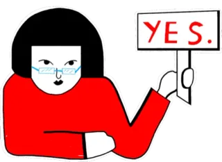 👍 f04e1298 YES. 女人, 标志, 是, 同意, 批准 telegram sticker